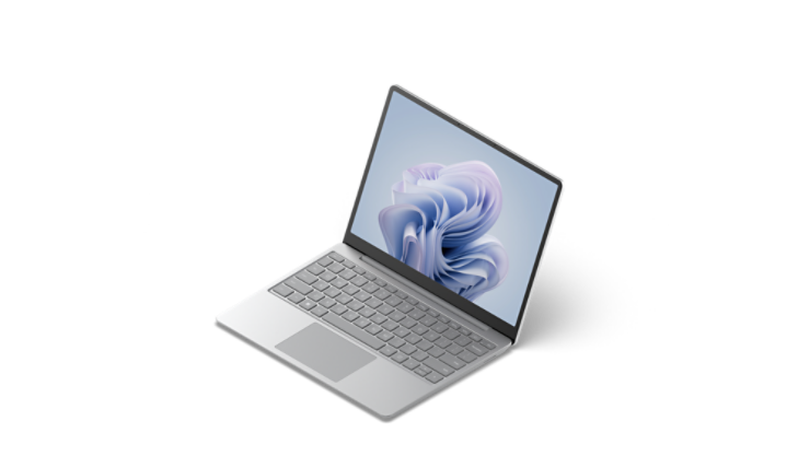 Wygenerowany cyfrowo obraz urządzenia Surface Laptop Go 3 widzianego z przodu