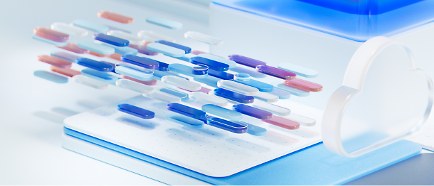 Sortierte Kapseln, angeordnet auf einem blau getönten, ästhetischen Labor-Kapseltablett