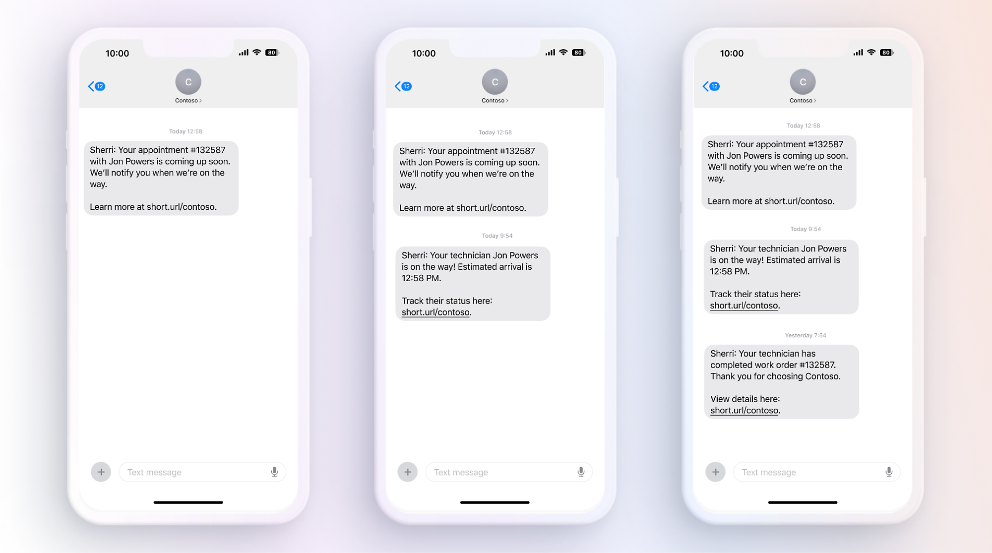 Três capturas de tela do iPhone com mensagens de texto nelas.
