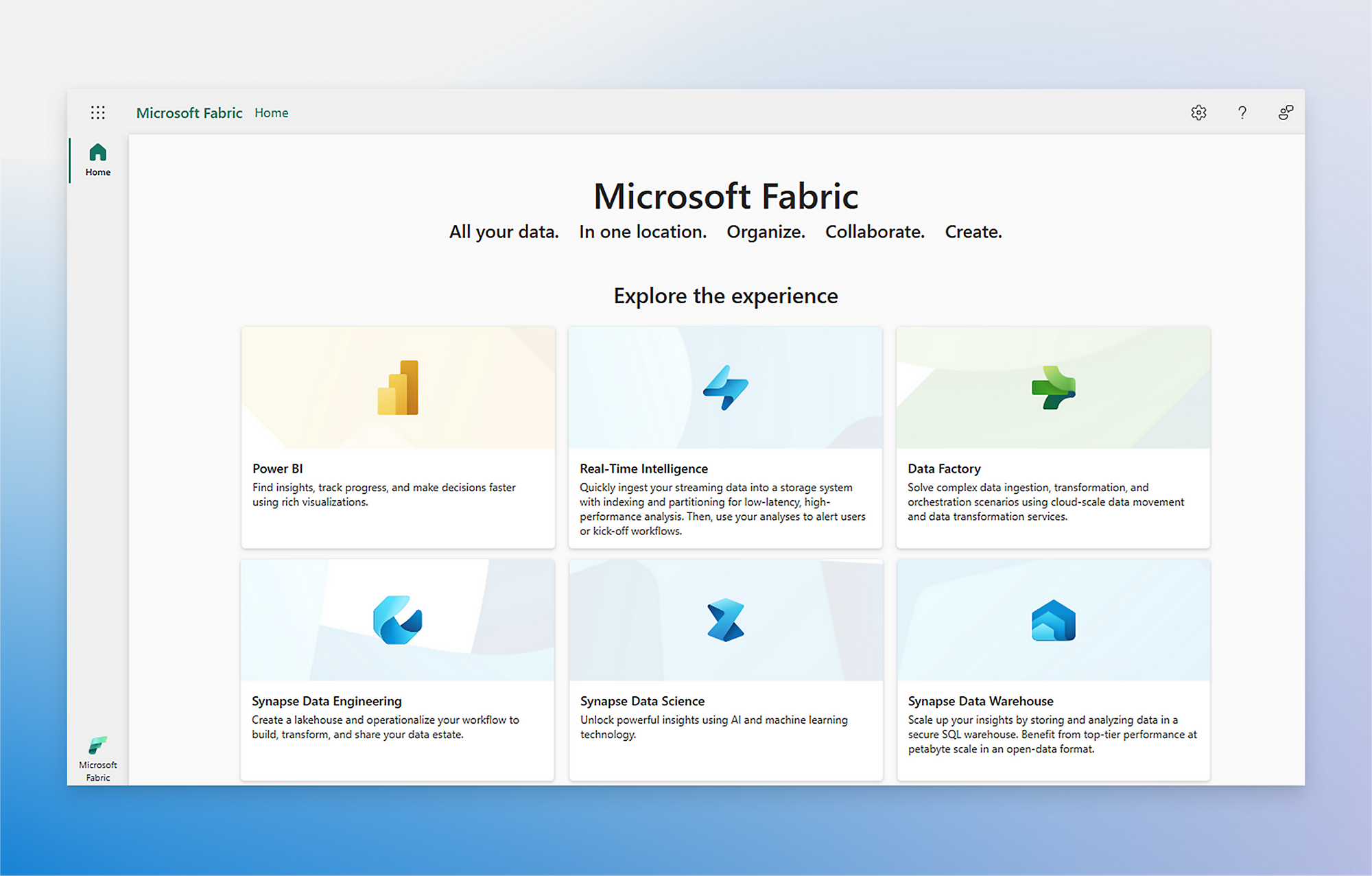 Microsoft Fabric 登陸頁面