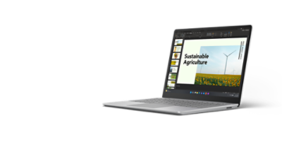 Surface Laptop Go 3 디바이스를 3/4 방향에서 본 모습