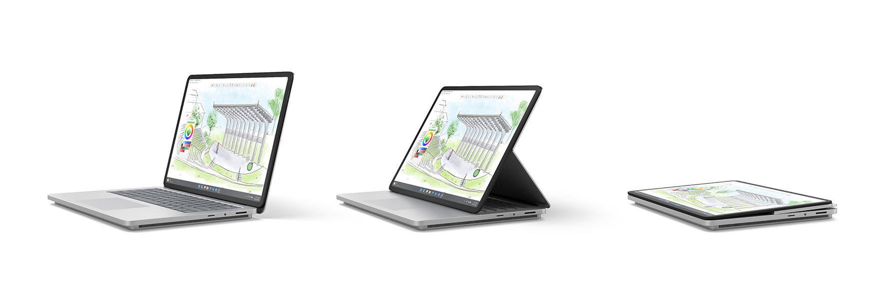 Surface Laptop Studio 2 dalam pelbagai mod