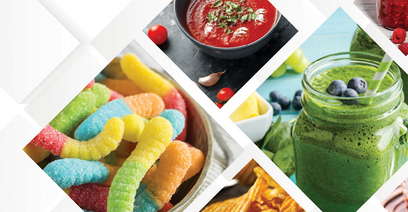 Ένα κολάζ με εικόνες διαφορετικών τροφίμων και ποτών.