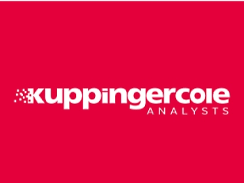 Logotipo de analistas da Kuppingercole em um plano de fundo vermelho.