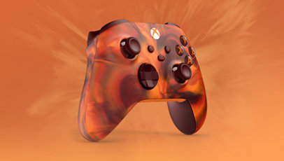Front left angle of the Xbox Wireless Controller – Fire Vapor Special Edition.