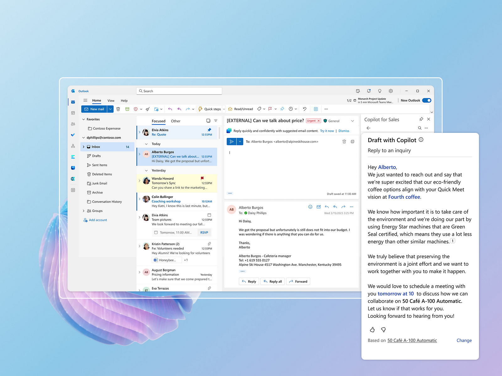 Snimak ekrana programa Microsoft Outlook.