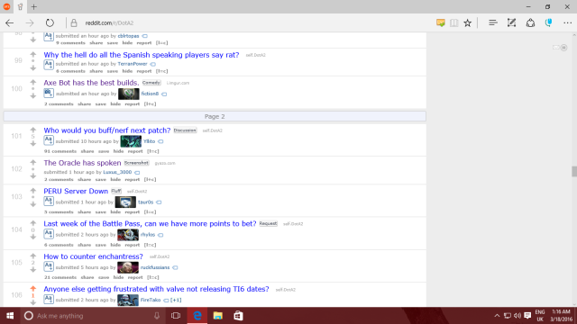 Never-ending Reddit, showing off RES in Edge. Note also the pinned tabs in the tab bar.
