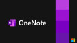 OneNote logo with violet colored bars next to it against a black background