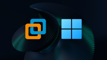 A VMWare workstation pro logo with a Windows 11 logo