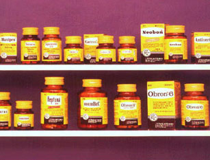 J.B. Roerig and Company nutritional supplement products lined up