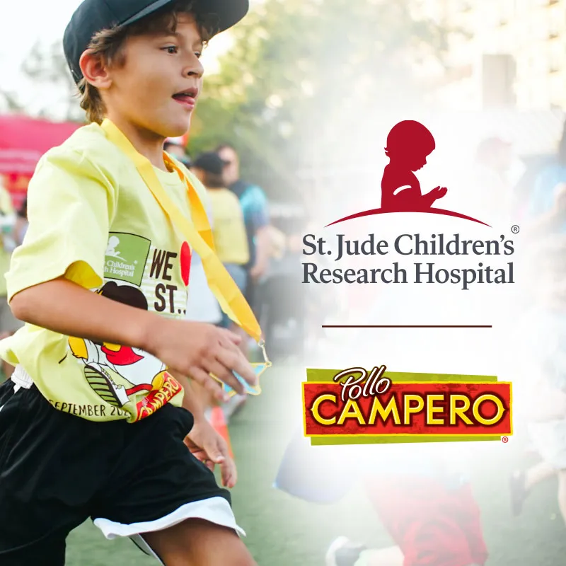 Image of Pollo Campero logo and St. Jude Children's Hospital logo.