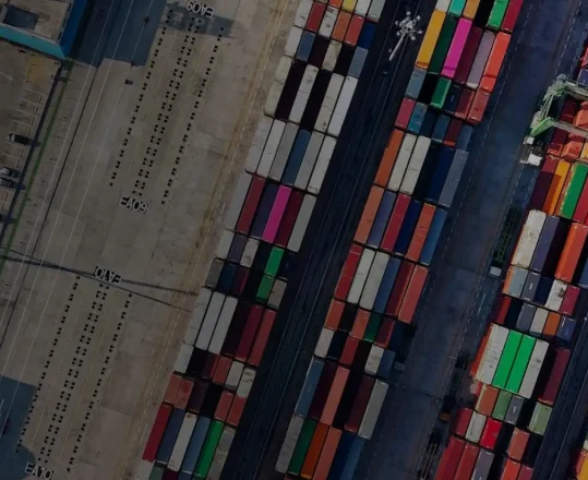 an aerial view of a container port
