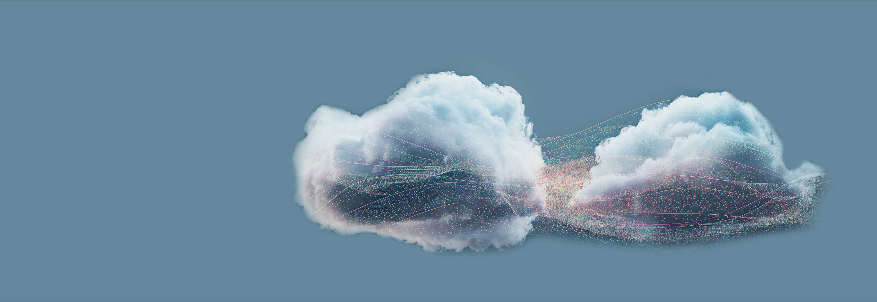 Page cover including an abstract colorful AI image of a cloud