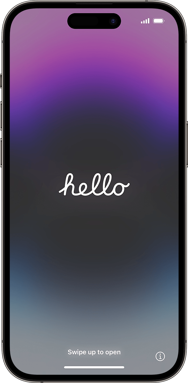 Екранът Hello (Здравейте) в iOS 17.