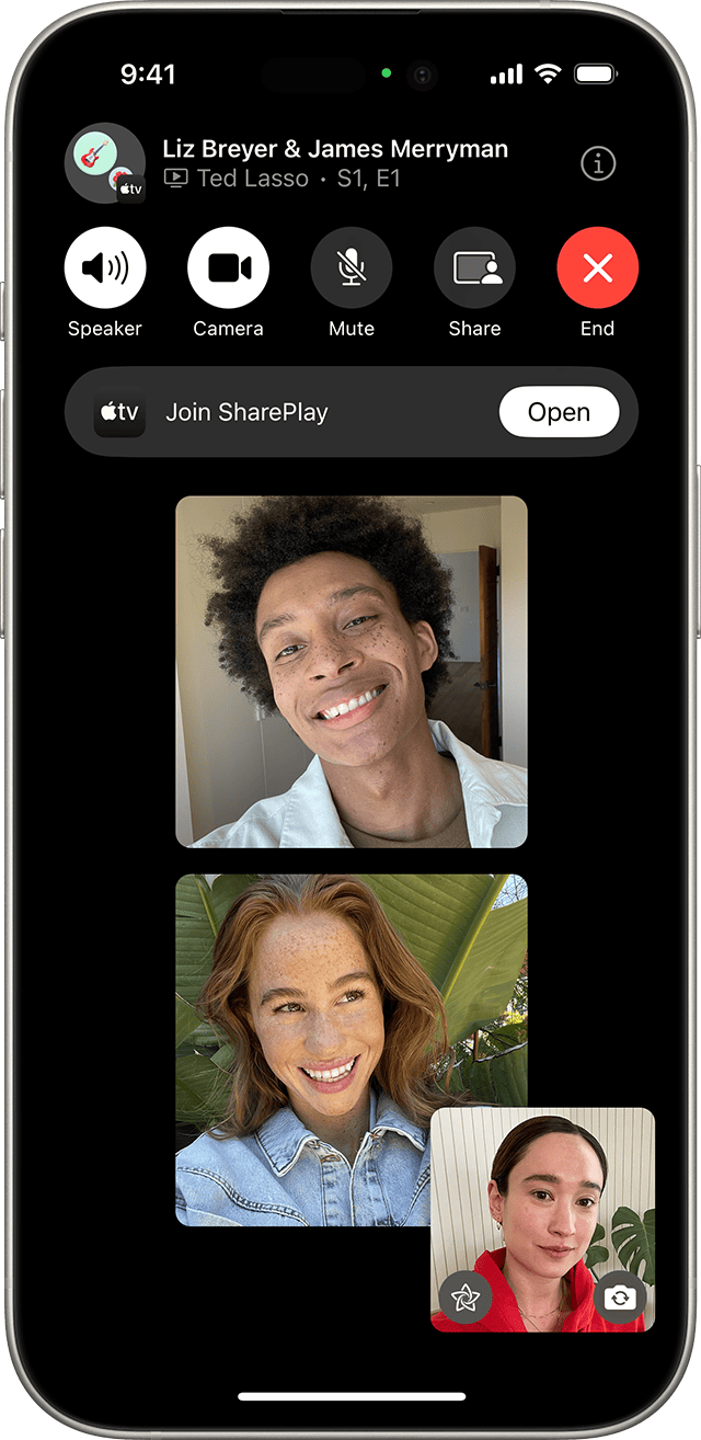 An iPhone showing how to join SharePlay in a FaceTime call