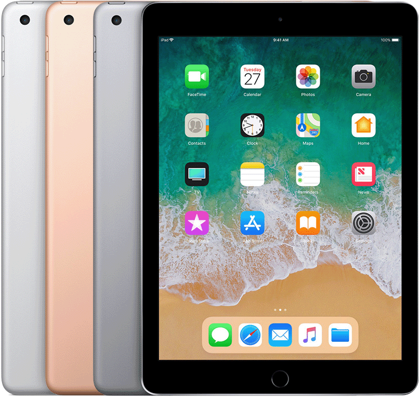 iPad (6th generation) has a Home button and a circular rear camera cut-out