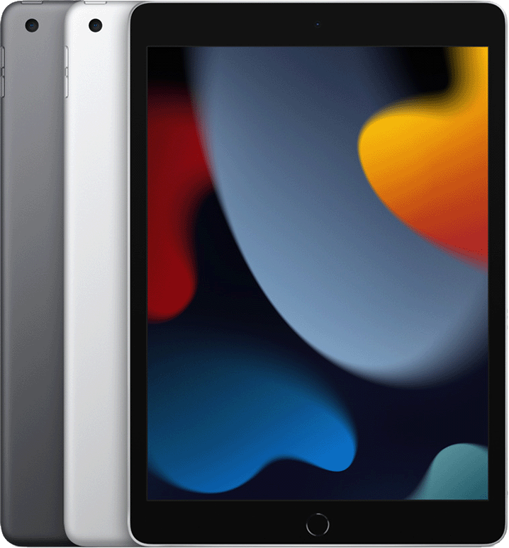 iPad (9th generation) has a Home button and a circular rear camera cut-out