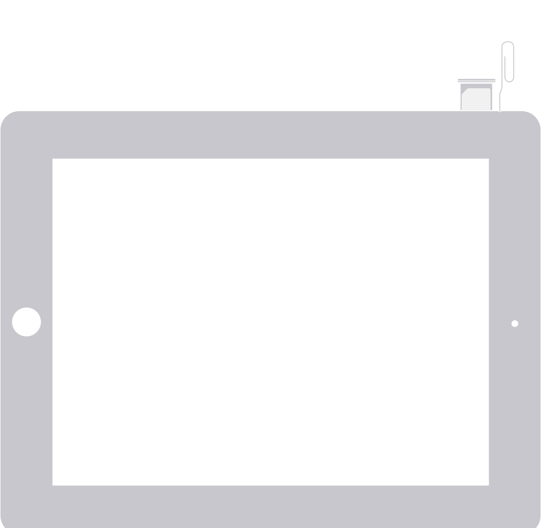 يعرض صورة جهاز iPad المزود ببطاقة SIM