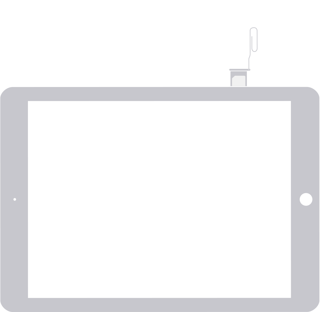 Bild eines iPad mit SIM-Karte