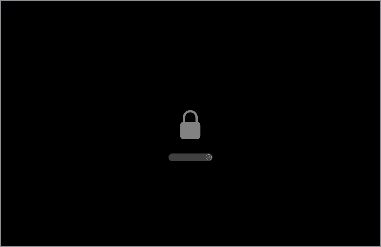 macOS startskärm som visar en låssymbol för fast programvara och ett fält för inmatning av lösenord