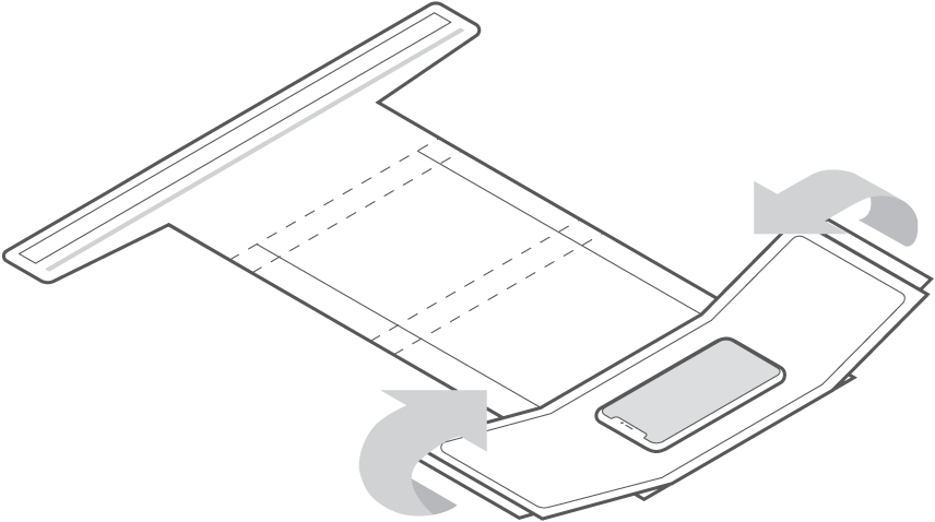 Fold the flaps of the cardboard envelope over your device.