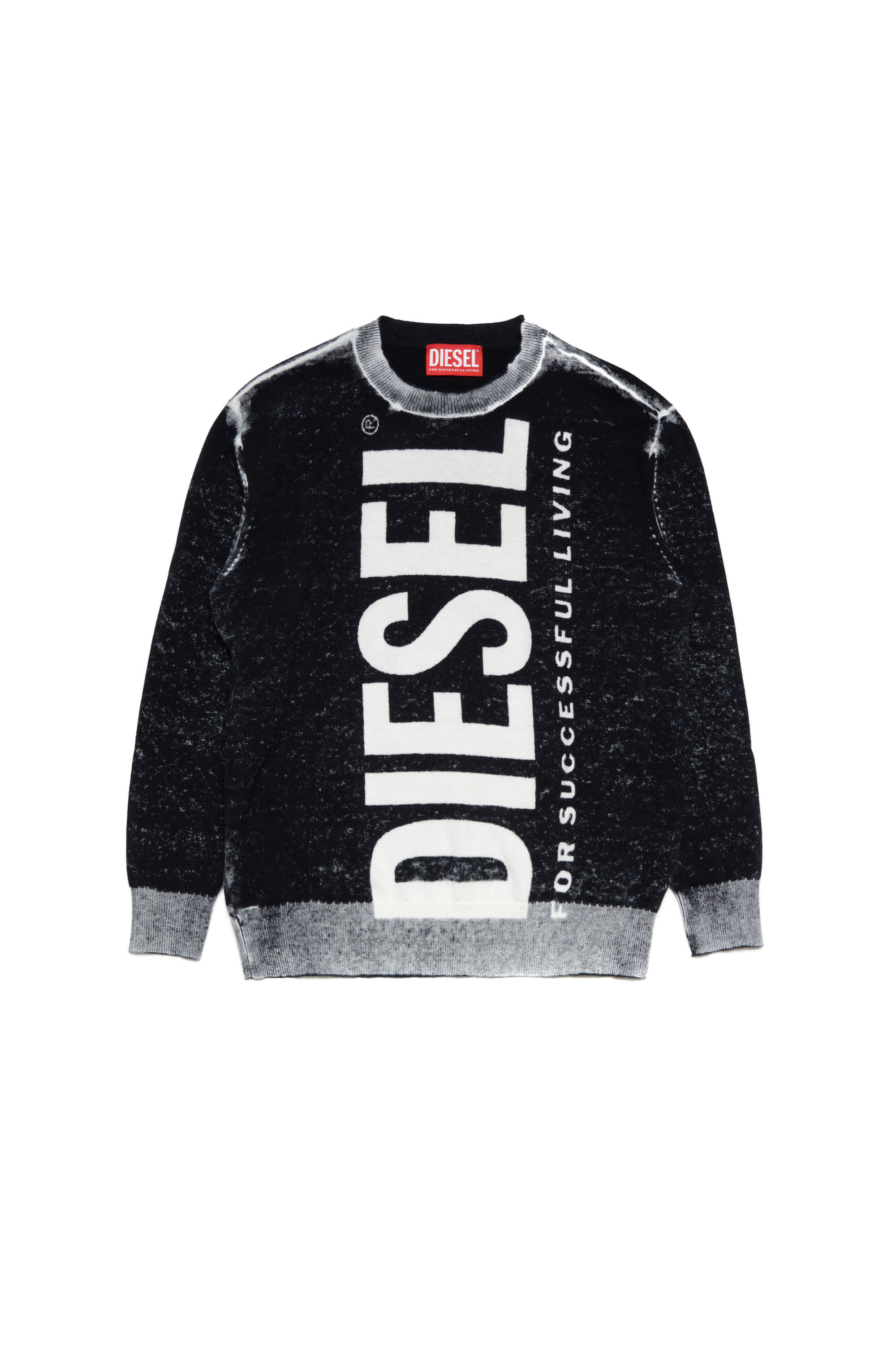 Diesel - KFLOW OVER, Uomo Pullover in maglia con scritta Diesel in Nero - Image 1