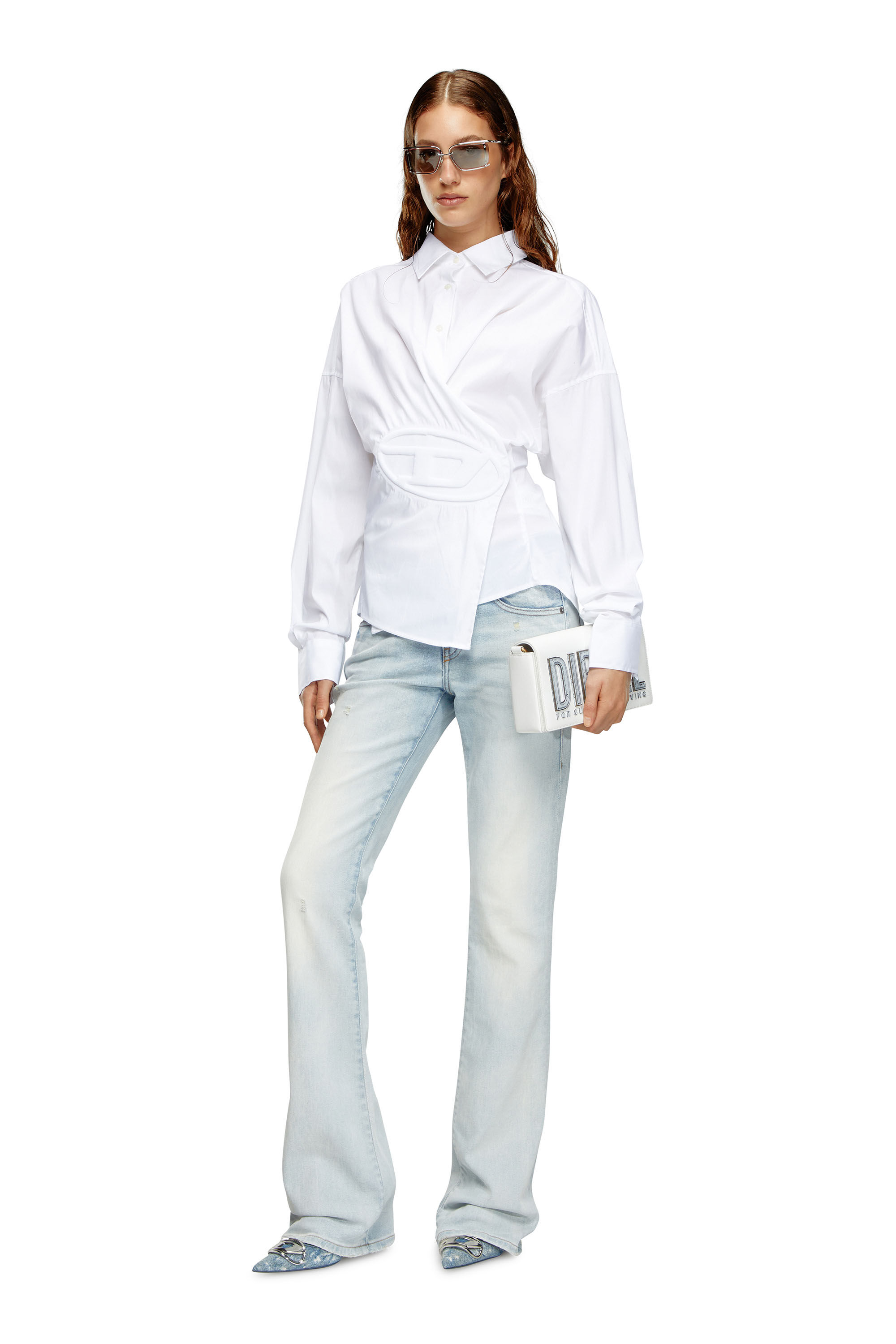 Diesel - C-SIZ-N1, Femme Chemise portefeuille avec logo embossé in Blanc - Image 1