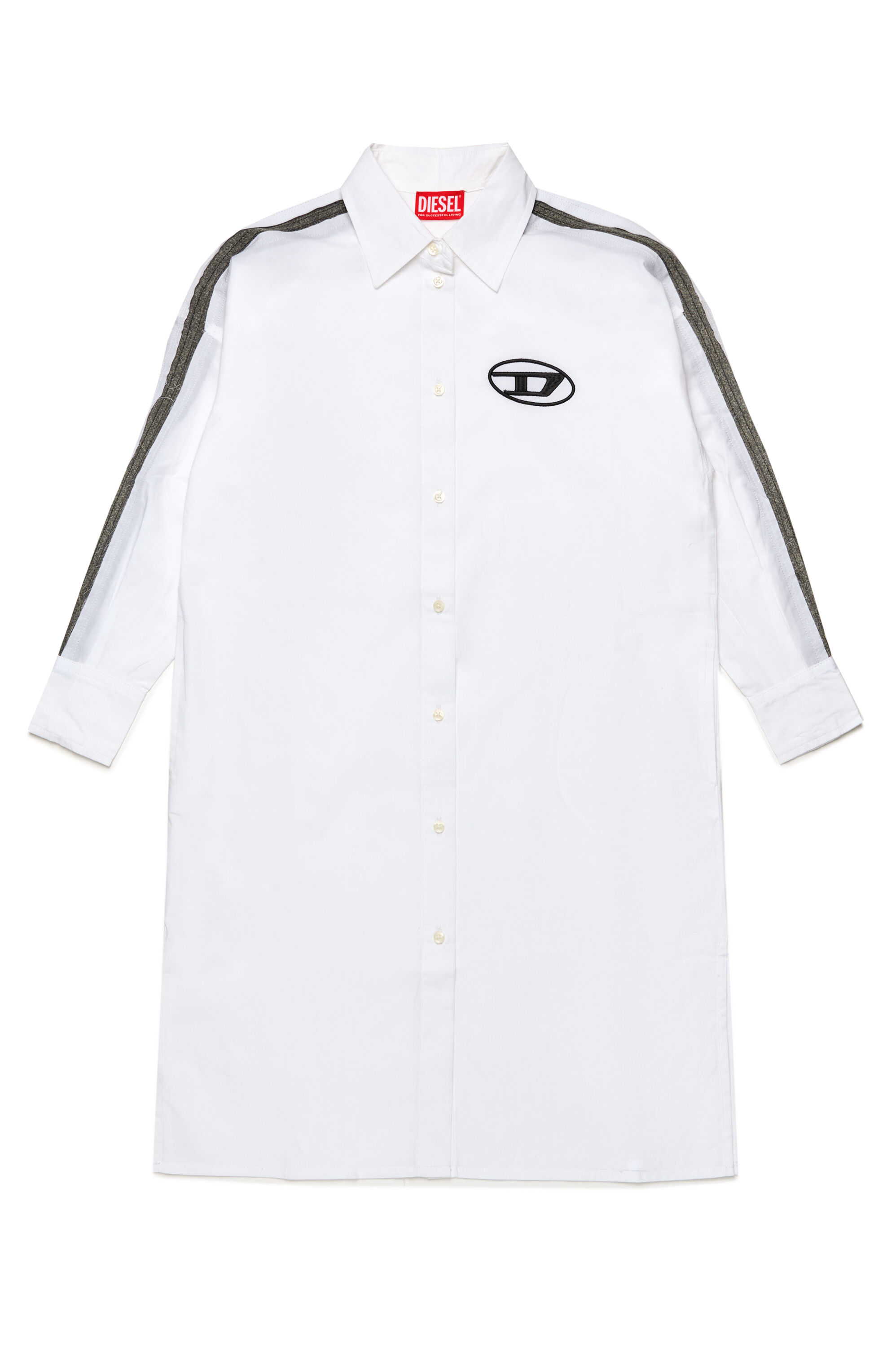 Diesel - DLUN, Woman Shirt dress with denim bands in White - Image 1