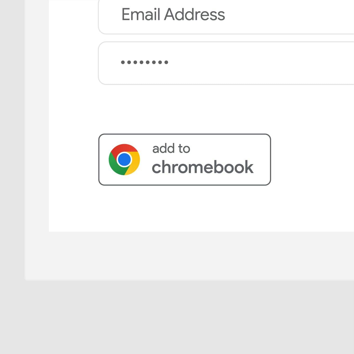 Add to Chromebook button in situ under a login form