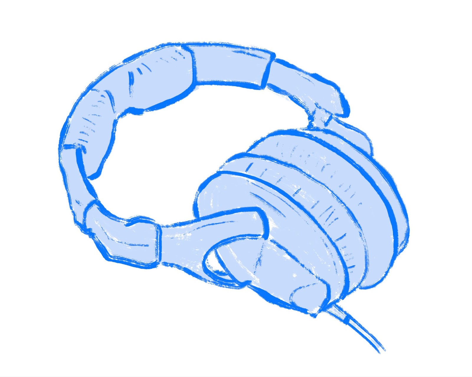 A hand-drawn illustration of headphones.