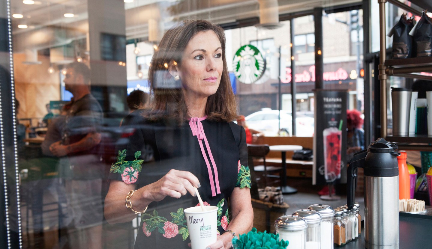 7:02 a.m. Dillon at a Starbucks in Naperville Ill. She recently joined the company's board