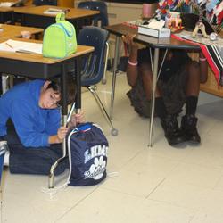 Image: Students Conduct Earthquake Preparedness Drill