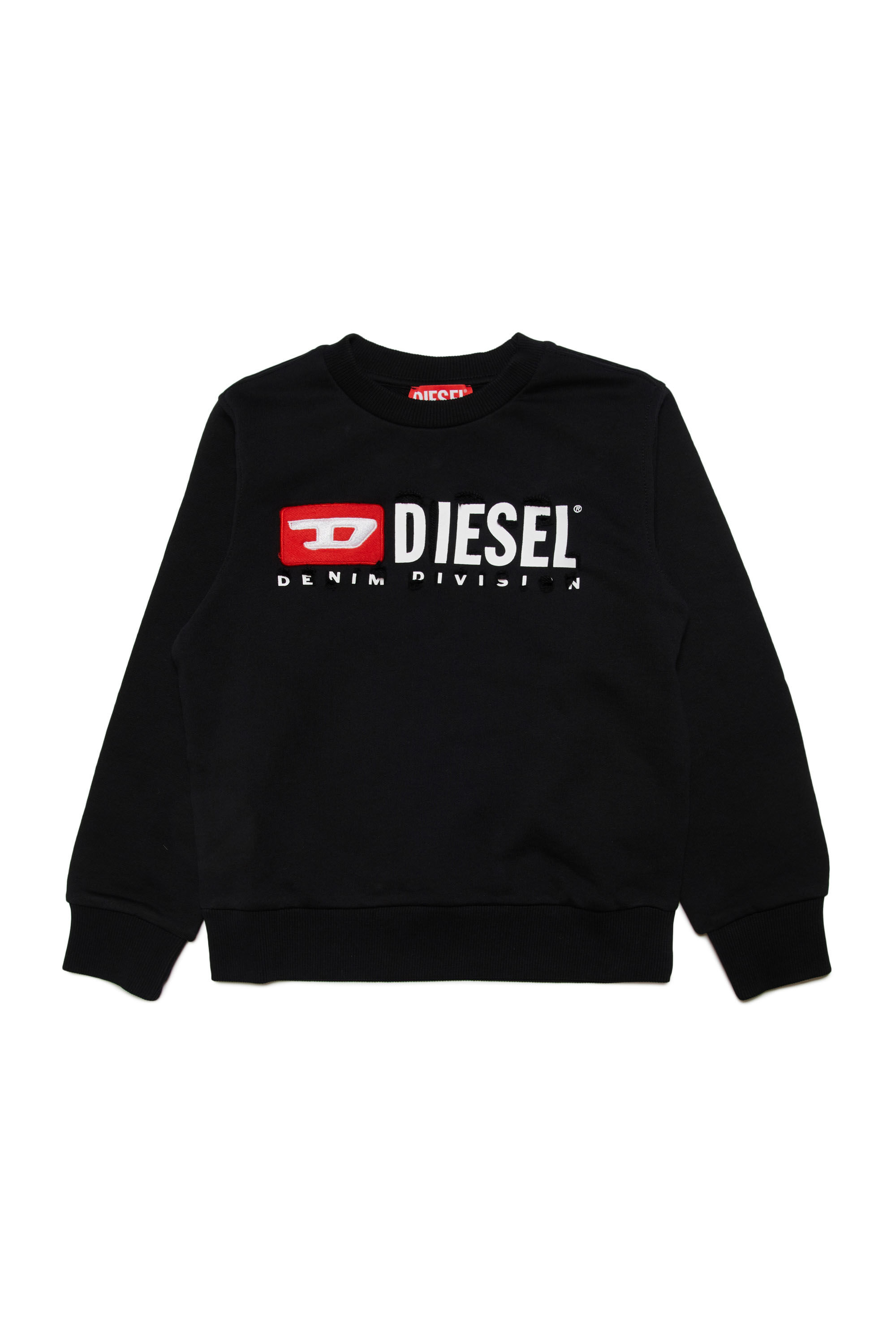 Diesel - SMACSDIVSTROYED, Herren Sweatshirt mit Destroyed-Logo in Schwarz - Image 1