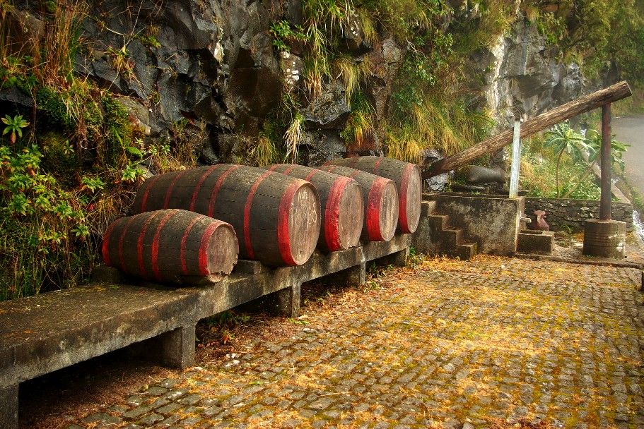 Wine barrels in Madeira, Portugal
