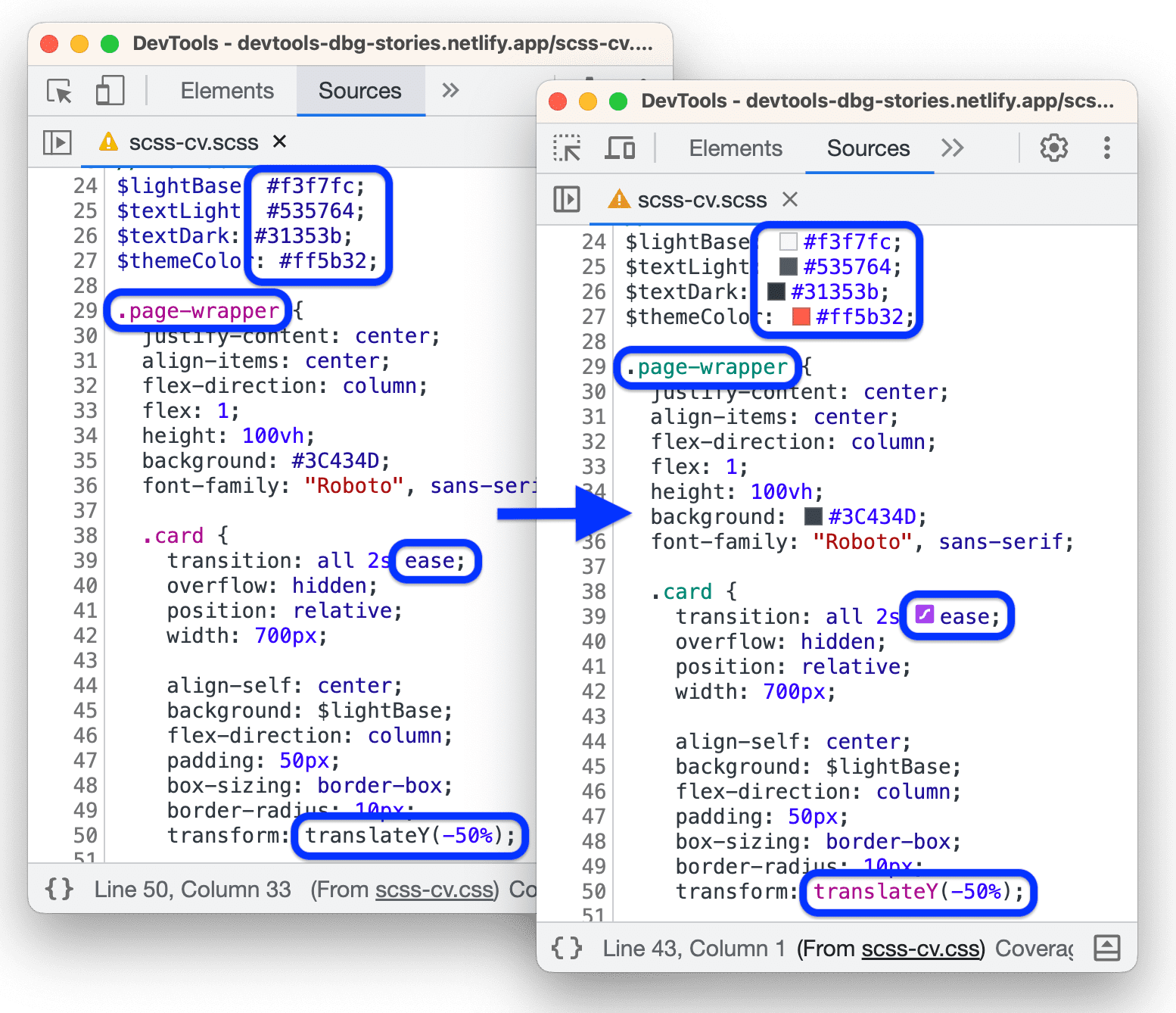 برجسته سازی سینتکس CSS و پشتیبانی از ویرایشگرهای درون خطی در Sources.