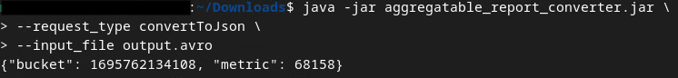 ไฟล์สรุปข้อมูล Avro ที่แปลงเป็น JSON
