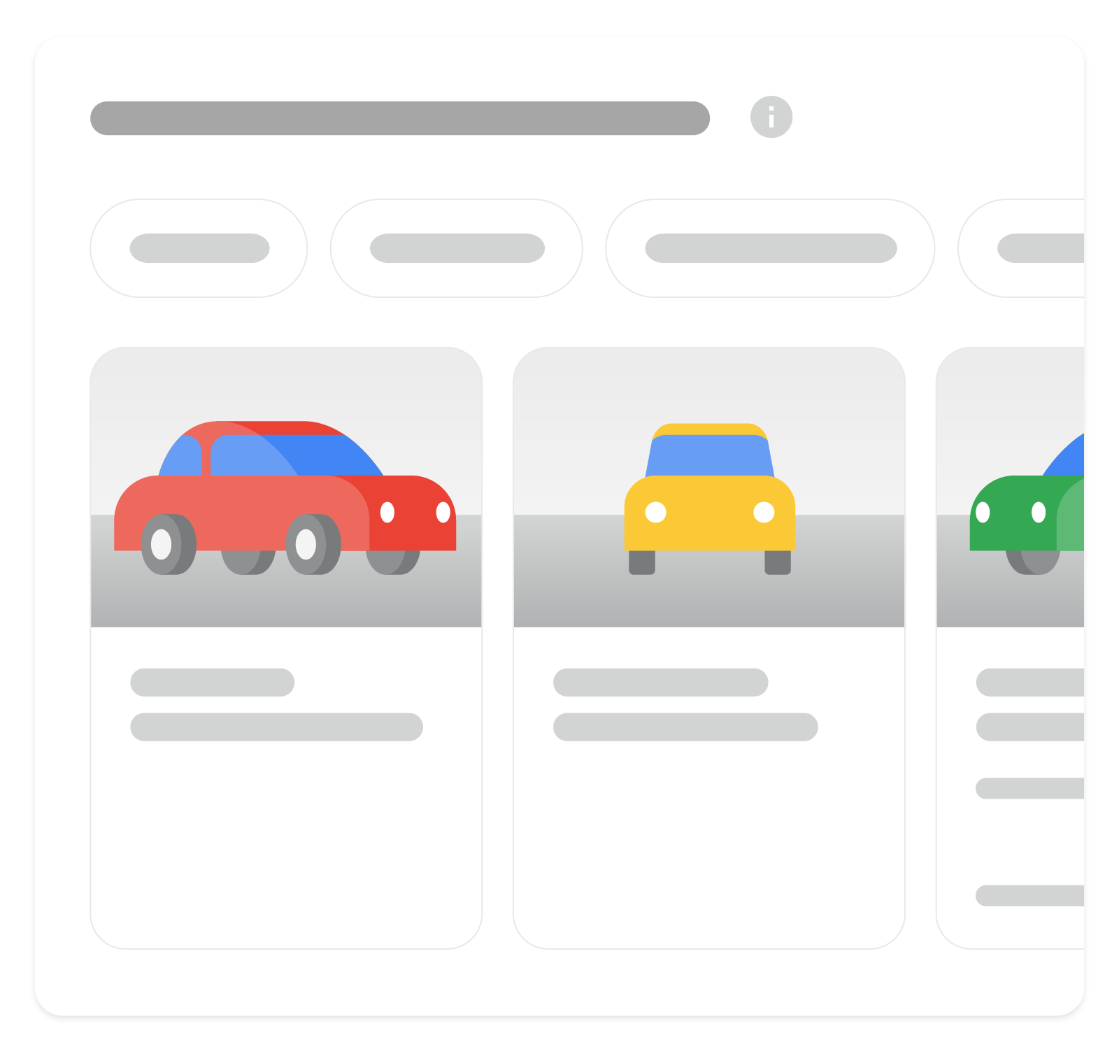 Hình ảnh cho thấy cách mà kết quả nhiều định dạng về trang thông tin xe có thể xuất hiện trên Google Tìm kiếm