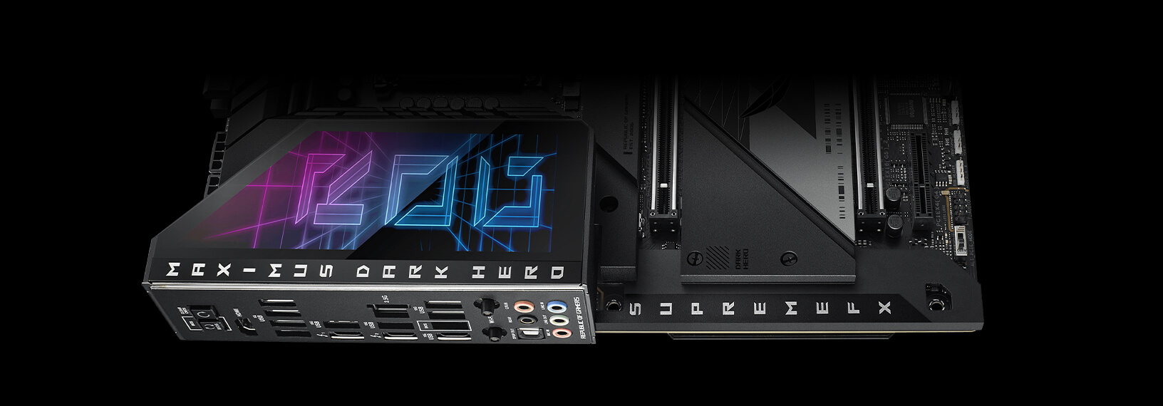 The ROG Maximus Z790 Dark Hero motherboard features SupremeFX audio.
