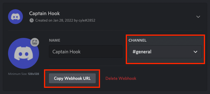 Discord new webhook options