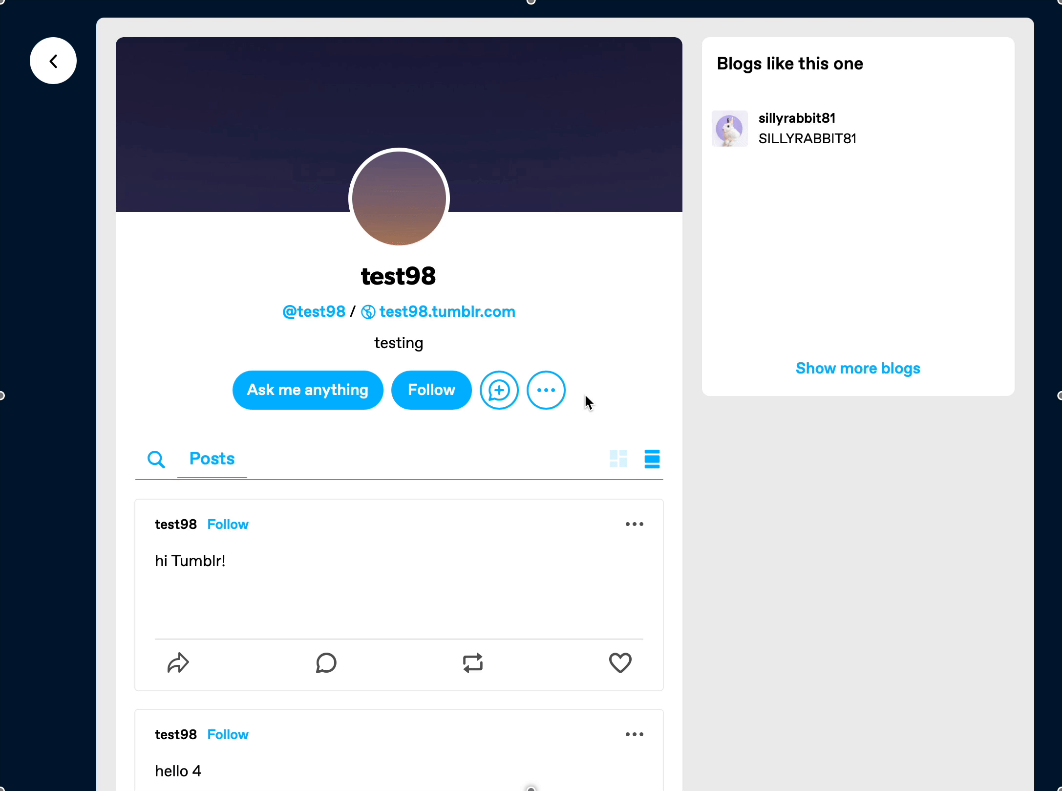 A looping GIF shows the user clicking the meatballs menu button which opens a menu showing Archive, Share to Twitter, Share to Facebook, Report, Block, and Close.