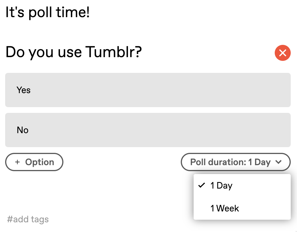 Screenshot of a poll being edited.