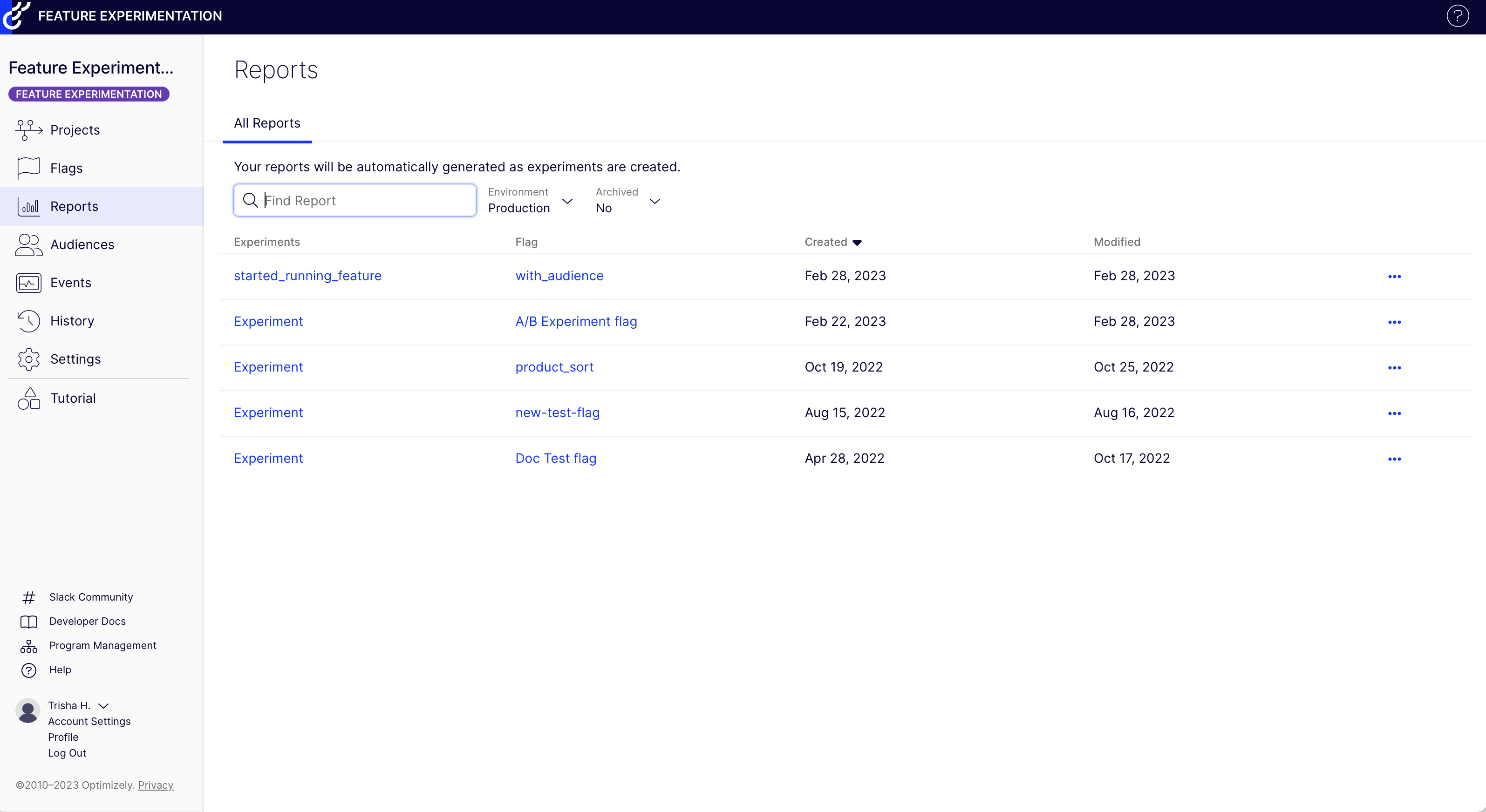 new reports page