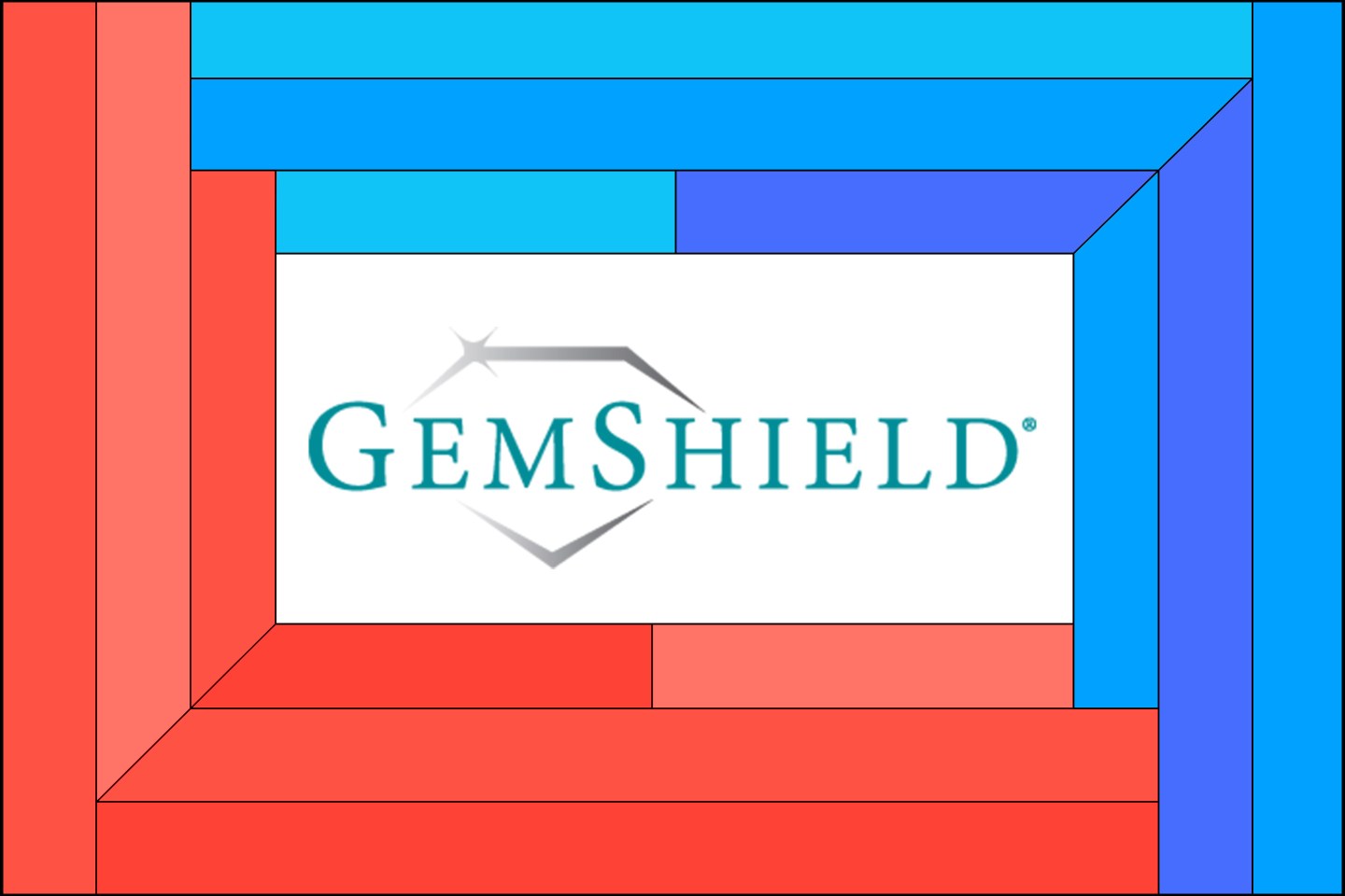 Illustration of the GemShield inside a blue and green frame.