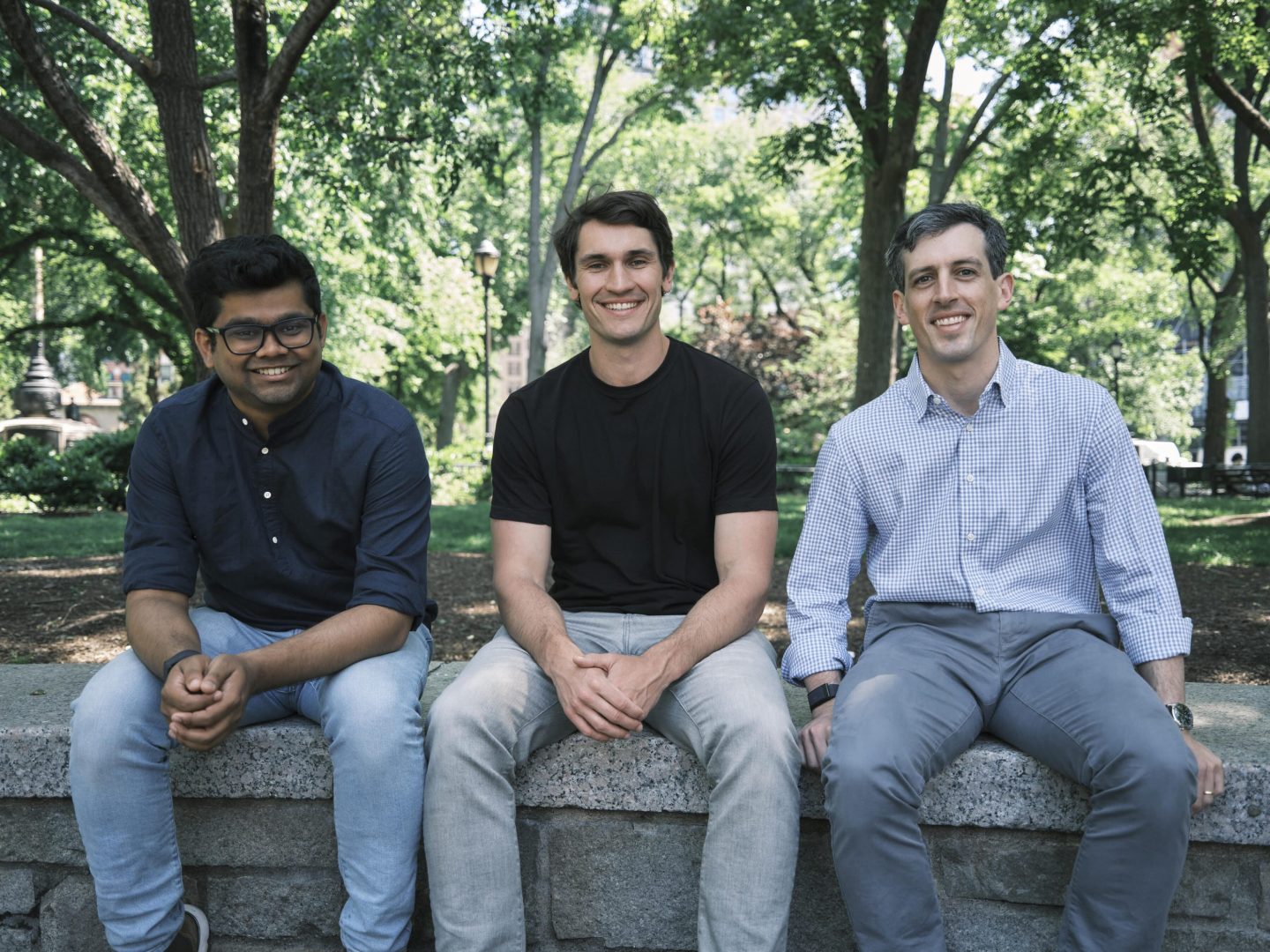 The team at Authentic, from left: Saravana Kumar, head of engineering; Cole Riccardi, CEO; and Zeke Scherl, head of product.