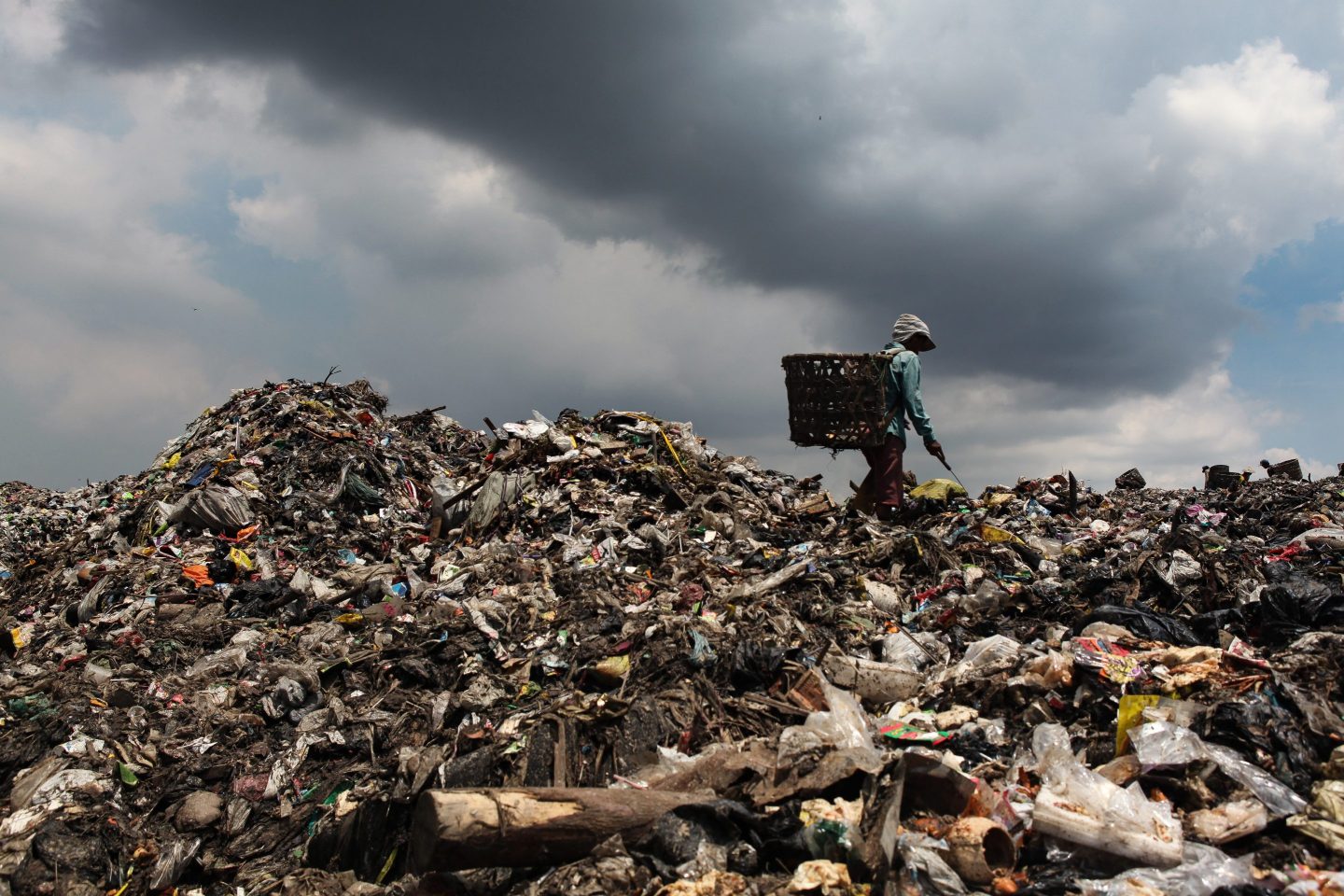 Plastic Pollution on Landfill Site.