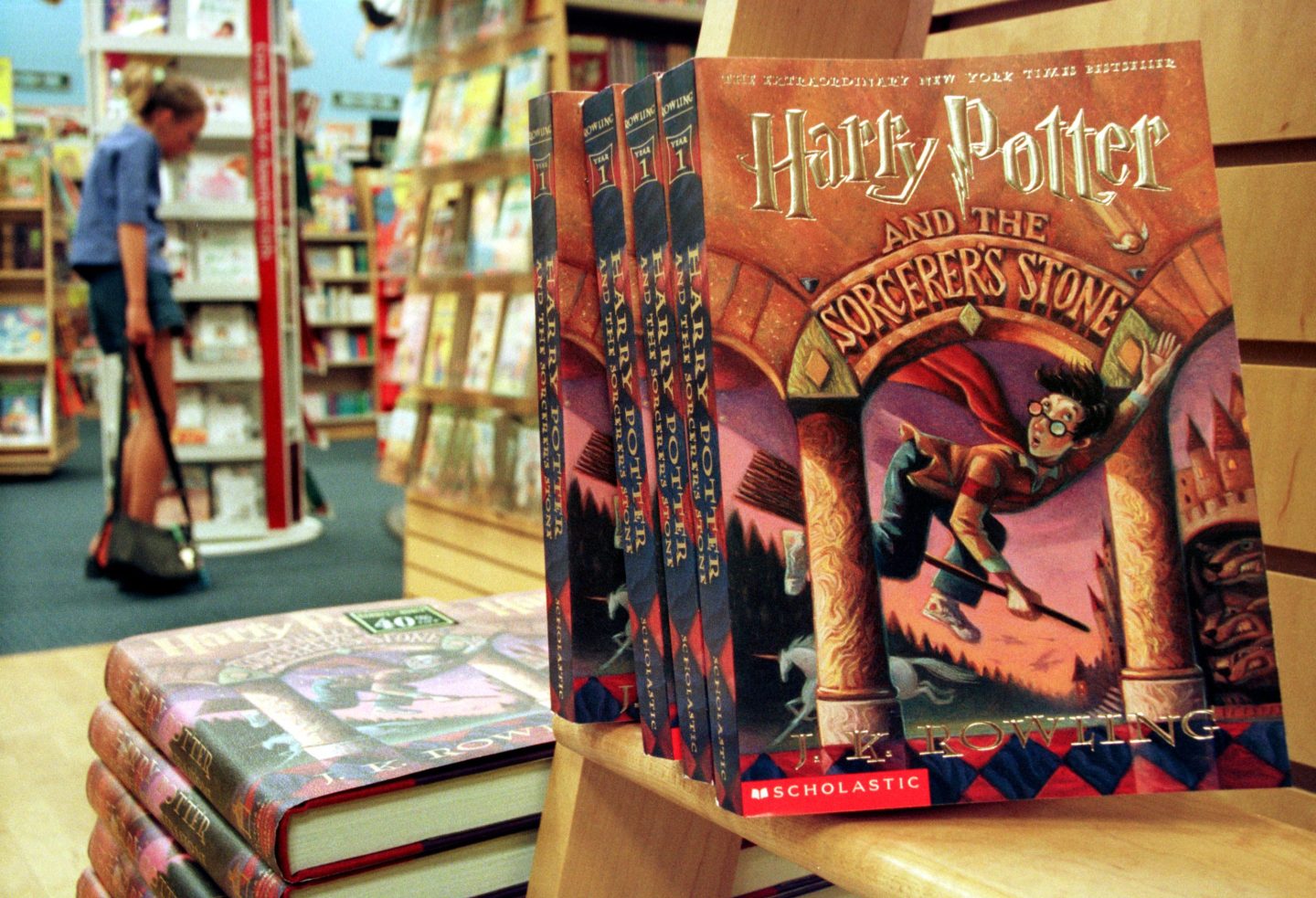a harry potter book displayed in a store