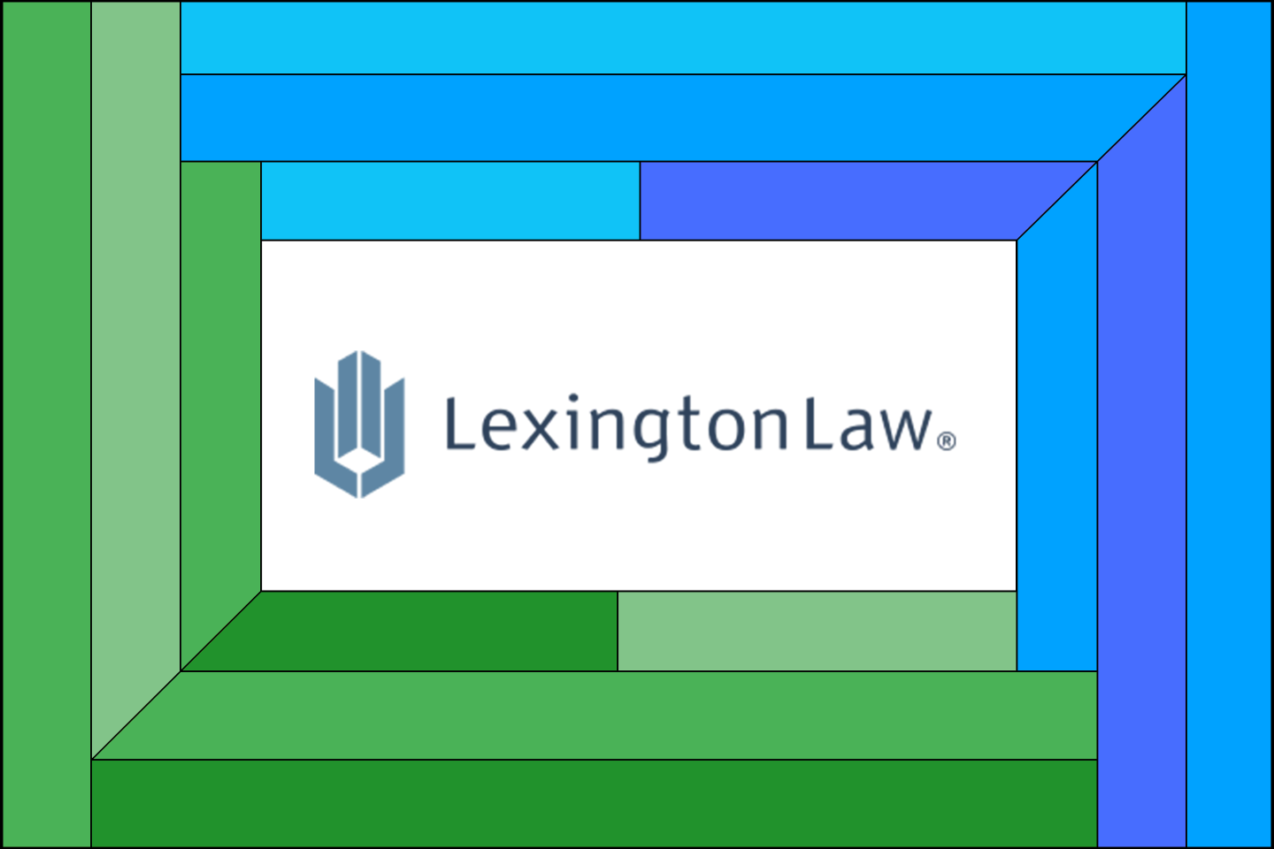 The Lexington Law logo on a graphic background.