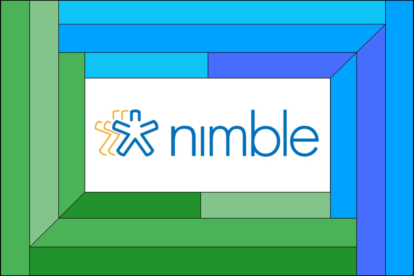 The Nimble CRM logo on a blue and green frame.