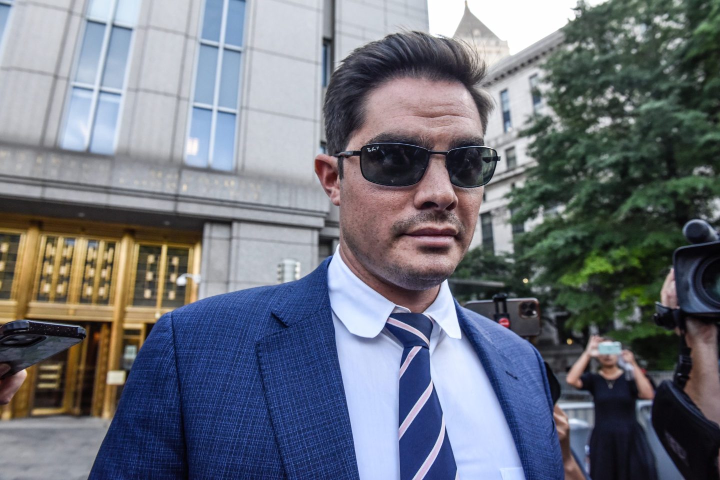 Ryan Salame, former co-chief executive officer of FTX Digital Markets Ltd., exits federal court in New York, US, on Thursday, Sept. 7, 2023. Salame pleaded guilty to criminal charges stemming from the collapse of the cryptocurrency exchange and agreed to surrender $1.55 billion in assets. Photographer: Stephanie Keith/Bloomberg via Getty Images