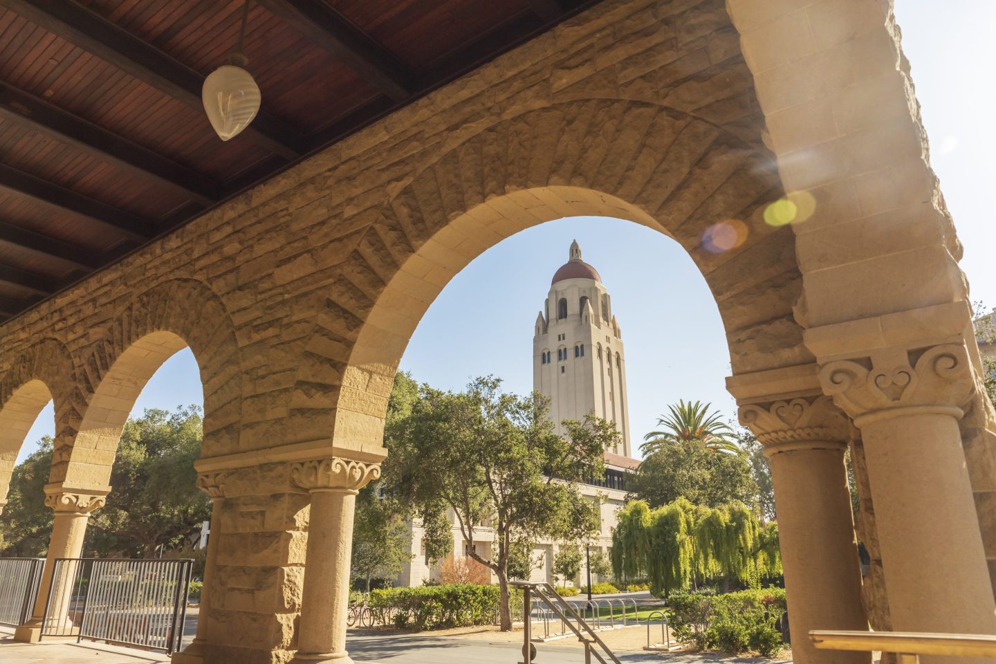 Hoover Tower looms over Stanford campus